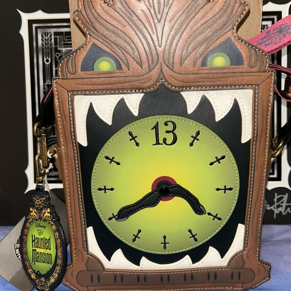 NWT Disney Haunted Mansion Glow in the Dark Clock Crossbody